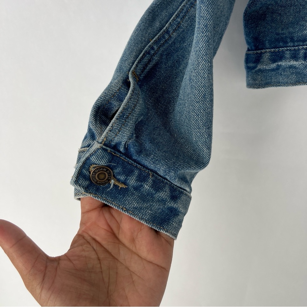 Moon River Light Blue Denim‎ Ripped Distressed Puff Shoulder Jean Jacket Size S - Picture 6 of 16